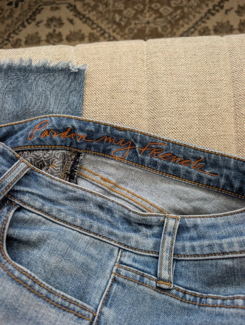 Tory Burch Pardon My French Cropped Raw Hem Jeans Size 25